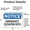 Signmission Emergency Elevator Keys, 5 in W x Rectangle, Vinyl Decal OS-2PACK-NS-D-35-L-11783 - alternate 5